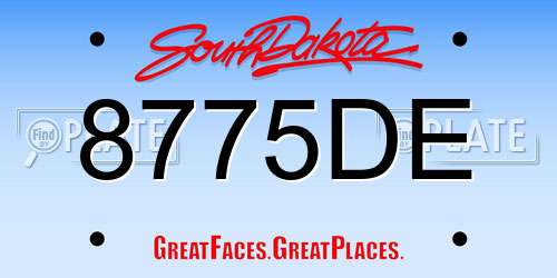 8775DE South Dakota License Plate