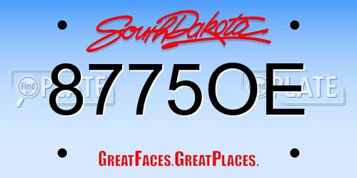 8775OE South Dakota License Plate
