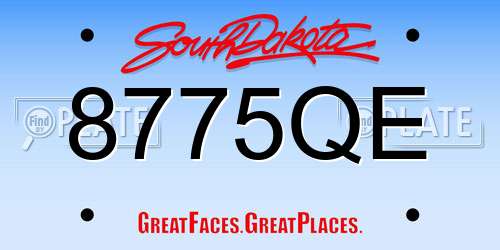 8775QE South Dakota License Plate