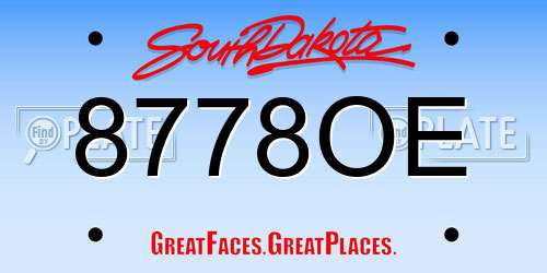 8778OE South Dakota License Plate