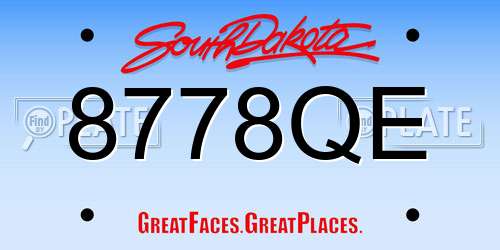 8778QE South Dakota License Plate