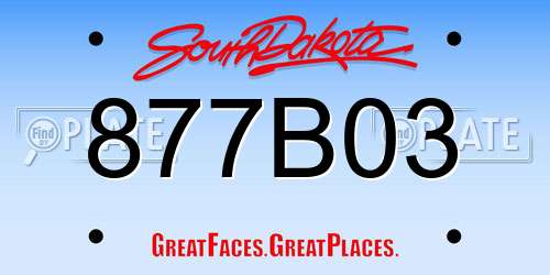 877B03 South Dakota License Plate