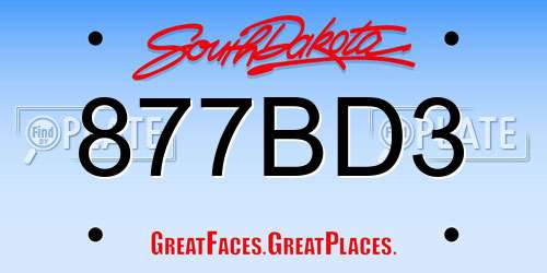 877BD3 South Dakota License Plate