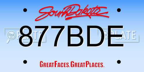 877BDE South Dakota License Plate