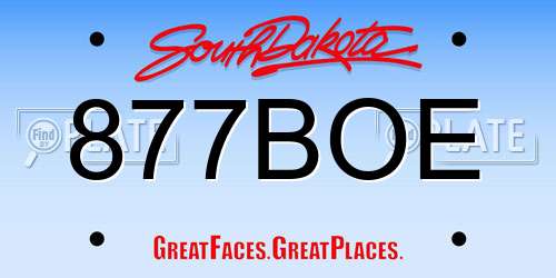877BOE South Dakota License Plate