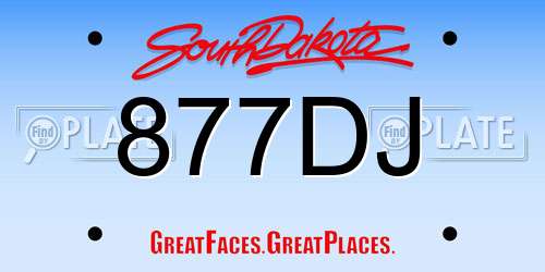 877DJ South Dakota License Plate