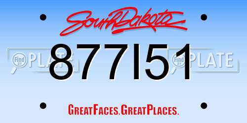 877I51 South Dakota License Plate