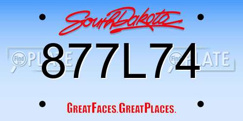 877L74 South Dakota License Plate