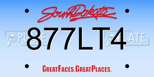 877LT4 South Dakota License Plate