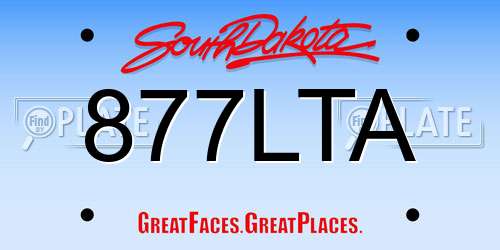 877LTA South Dakota License Plate