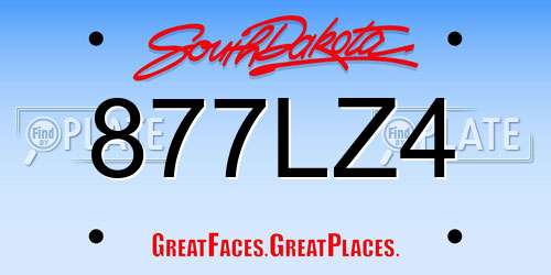 877LZ4 South Dakota License Plate