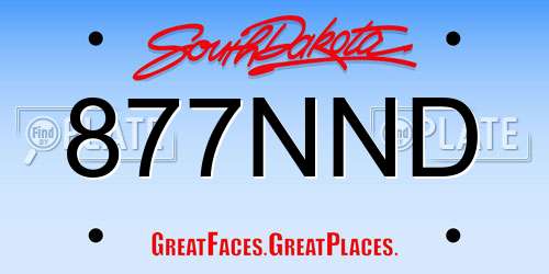 877NND South Dakota License Plate