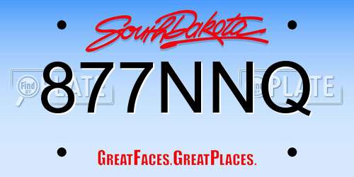 877NNQ South Dakota License Plate