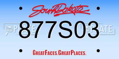 877S03 South Dakota License Plate