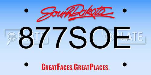 877SOE South Dakota License Plate