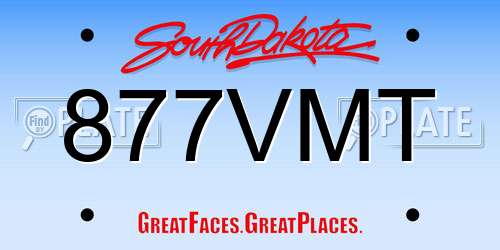 877VMT South Dakota License Plate