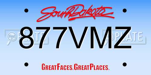 877VMZ South Dakota License Plate