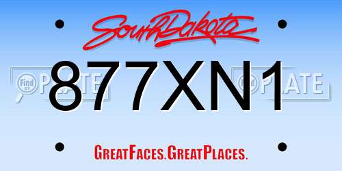 877XN1 South Dakota License Plate