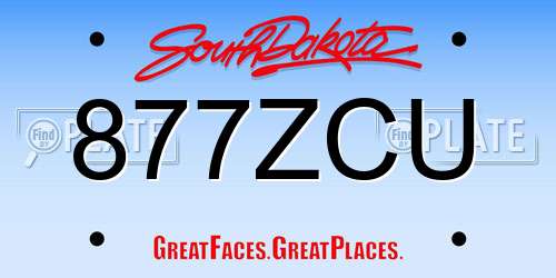 877ZCU South Dakota License Plate
