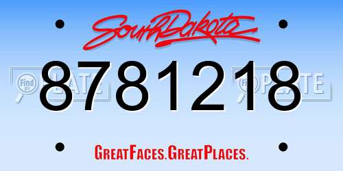 8781218 South Dakota License Plate