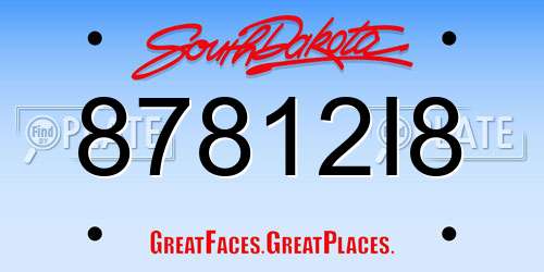 87812I8 South Dakota License Plate