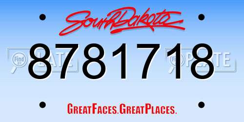 8781718 South Dakota License Plate