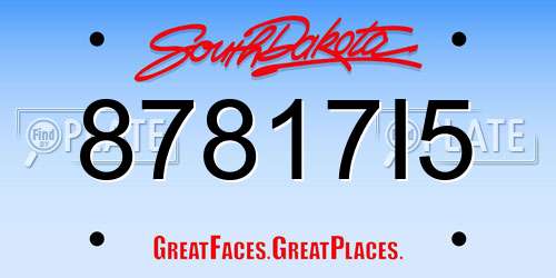 87817I5 South Dakota License Plate