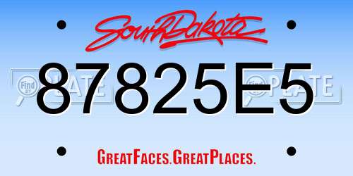 87825E5 South Dakota License Plate