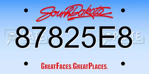 87825E8 South Dakota License Plate
