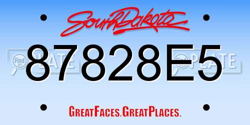 87828E5 South Dakota License Plate