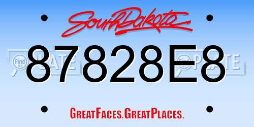 87828E8 South Dakota License Plate