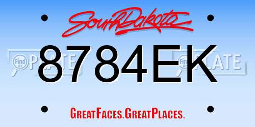 8784EK South Dakota License Plate