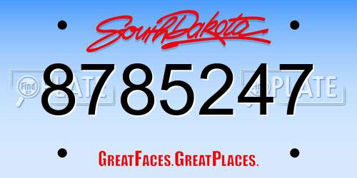 8785247 South Dakota License Plate