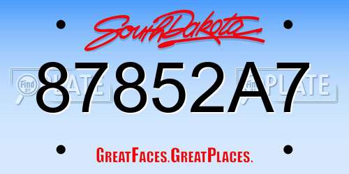 87852A7 South Dakota License Plate