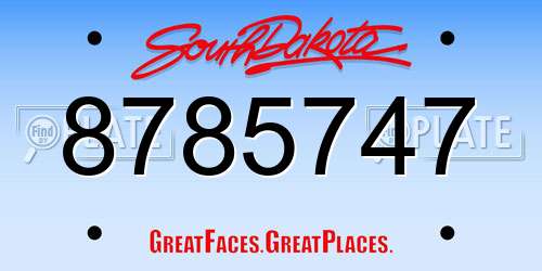 8785747 South Dakota License Plate