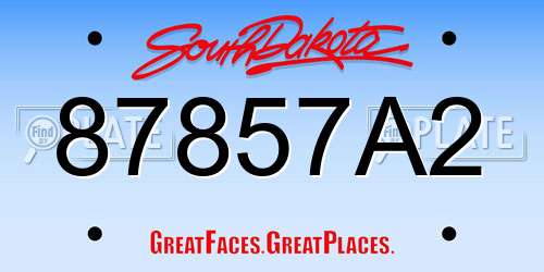 87857A2 South Dakota License Plate