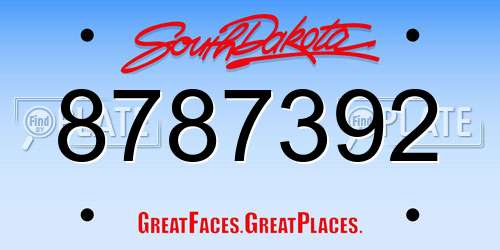 8787392 South Dakota License Plate