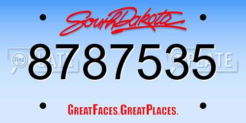 8787535 South Dakota License Plate