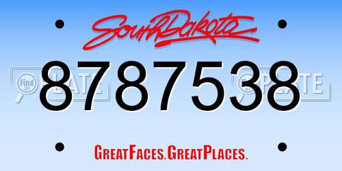 8787538 South Dakota License Plate