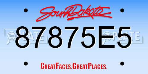 87875E5 South Dakota License Plate