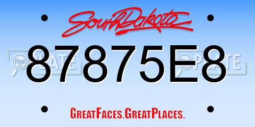87875E8 South Dakota License Plate