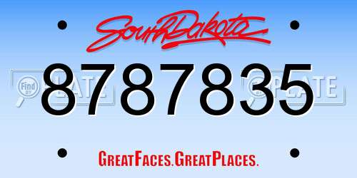 8787835 South Dakota License Plate