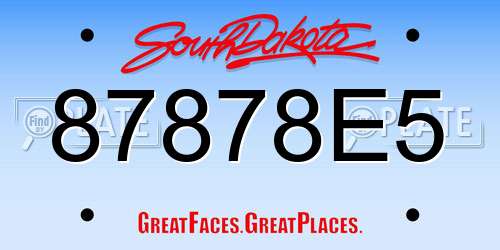87878E5 South Dakota License Plate