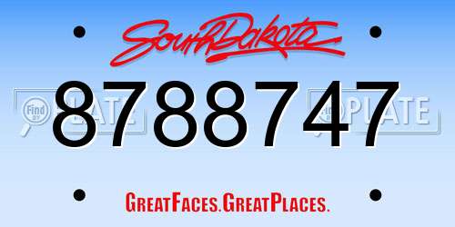 8788747 South Dakota License Plate