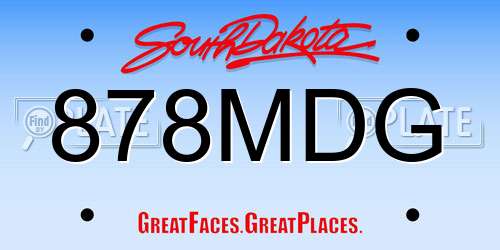 878MDG South Dakota License Plate