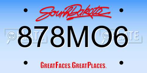 878MO6 South Dakota License Plate