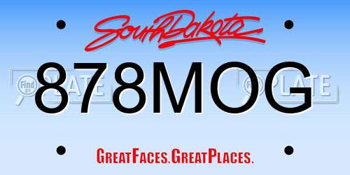 878MOG South Dakota License Plate