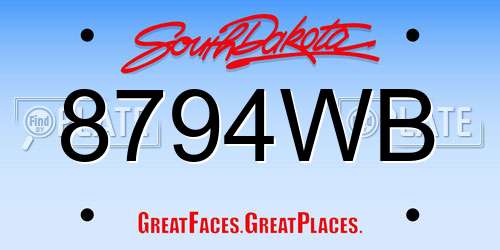 8794WB South Dakota License Plate