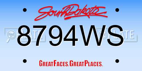 8794WS South Dakota License Plate