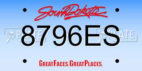 8796ES South Dakota License Plate